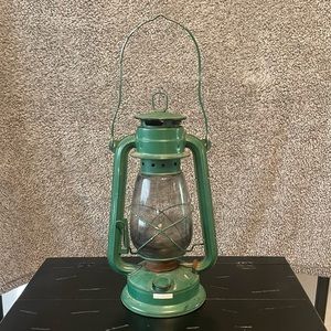 Vintage Lantern Oil Lamp Lamplight Farms Green Enamel Vintage Lamp